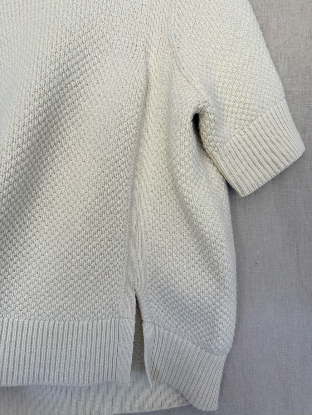 Banana Republic Oversized Textured Knit Sweater Ivory Cotton Blend Short Sleeve - Picture 5 of 12